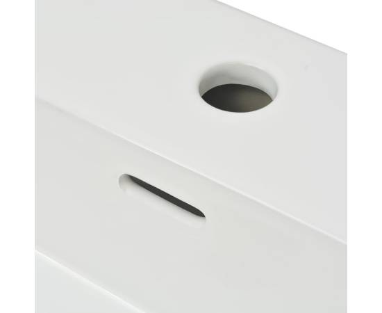 Chiuvetă baie, orificiu robinet, alb, 51,5x38,5x15 cm, ceramică, 5 image