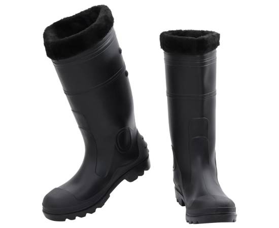 Cizme de ploaie cu șosete detașabile, negru, mărime 43, pvc, 2 image