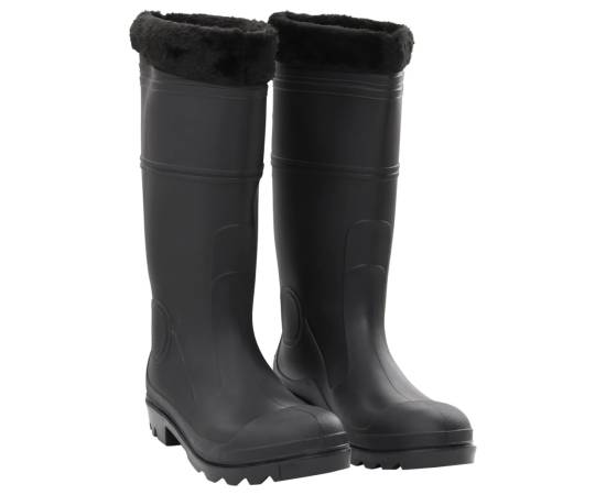 Cizme de ploaie cu șosete detașabile, negru, mărime 45, pvc