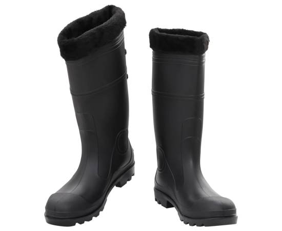 Cizme de ploaie cu șosete detașabile, negru, mărime 45, pvc, 2 image