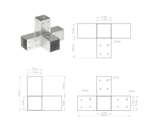 Conector de grindă, formă x, 71 x 71 mm, metal galvanizat, 7 image