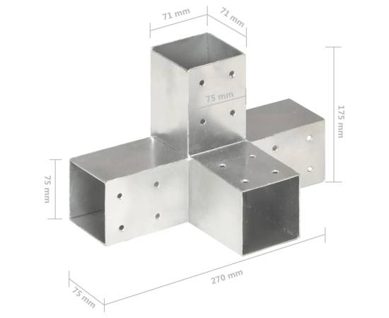 Conector de grindă, formă x, 71 x 71 mm, metal galvanizat, 6 image