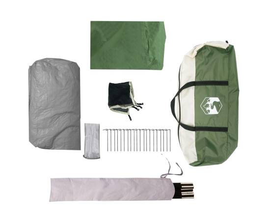 Cort de camping cu verandă 4 persoane, verde, impermeabil, 11 image