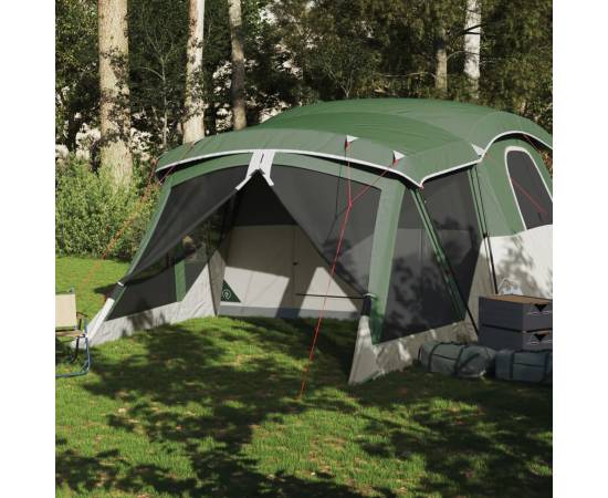 Cort de camping cu verandă 4 persoane, verde, impermeabil, 3 image