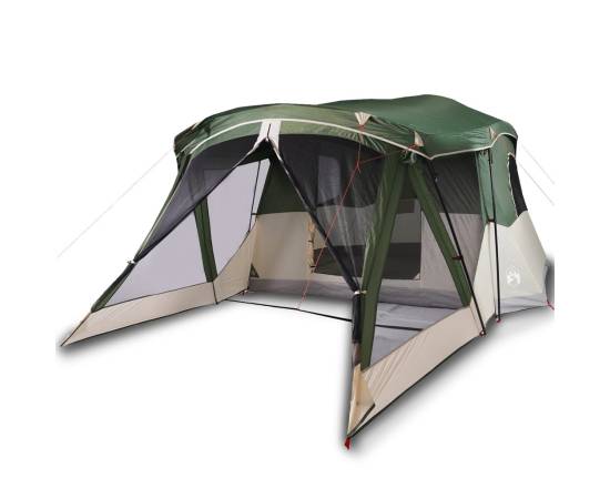 Cort de camping cu verandă 4 persoane, verde, impermeabil, 2 image