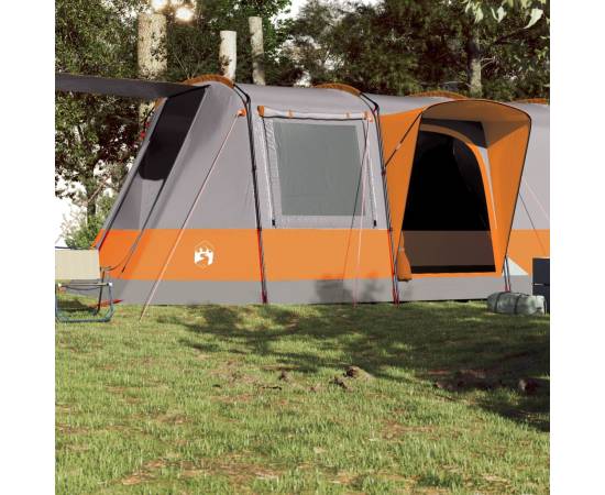 Cort de camping tunel 4 persoane, gri/portocaliu, impermeabil, 3 image