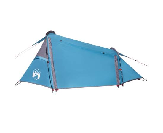 Cort de camping tunel pentru 2 persoane, albastru, impermeabil, 5 image