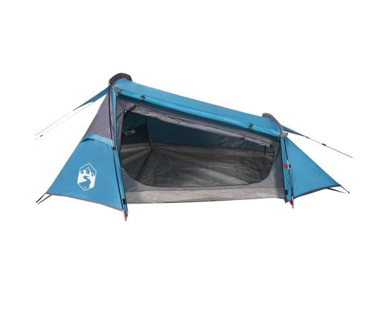 Cort de camping tunel pentru 2 persoane, albastru, impermeabil, 2 image