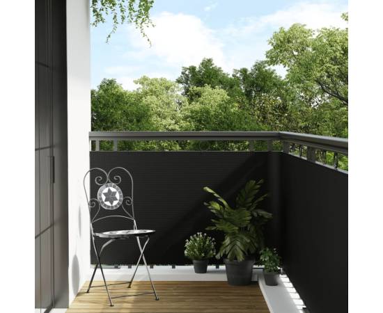 Paravan pentru balcon, negru, 500x90 cm, poliratan