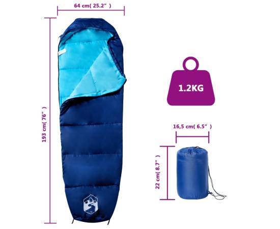 Sac de dormit tip mumie pentru adulți de camping, 3 anotimpuri, 5 image