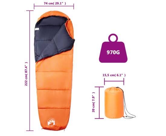 Sac de dormit tip mumie pentru adulți de camping, 3 anotimpuri, 5 image