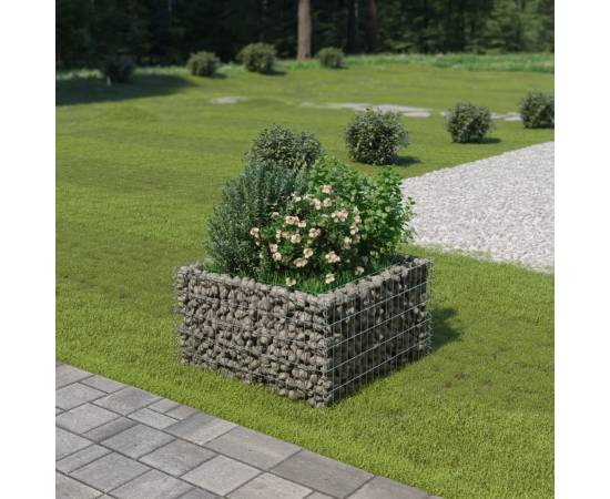 Strat înălțat gabion, 90 x 90 x 50 cm, oțel galvanizat