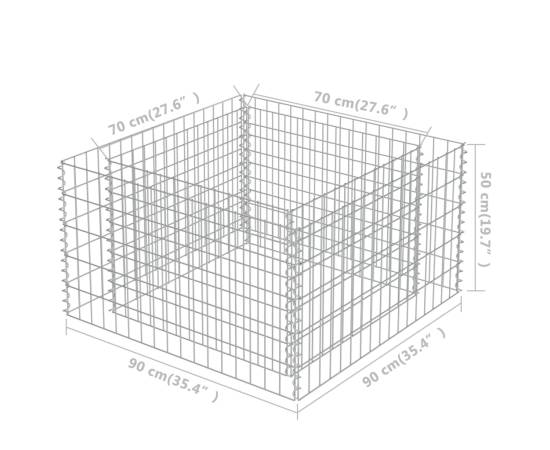 Strat înălțat gabion, 90 x 90 x 50 cm, oțel galvanizat, 7 image