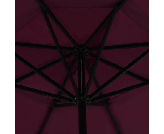 Umbrelă de soare de exterior stâlp aluminiu roșu bordo 500 cm, 4 image
