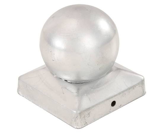 Capace stâlpi tip glob, 6 buc., 91 x 91 mm, metal galvanizat, 2 image