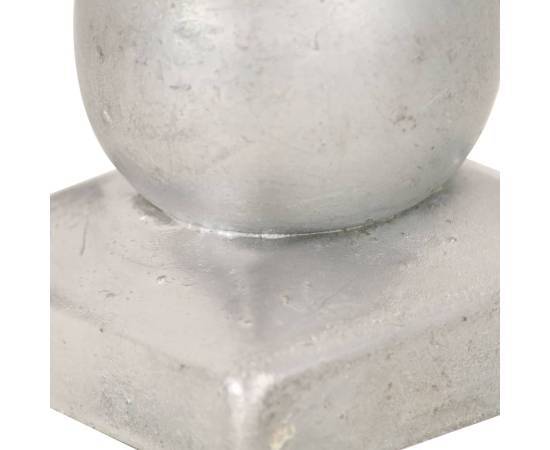 Capace stâlpi tip glob, 6 buc., 91 x 91 mm, metal galvanizat, 5 image