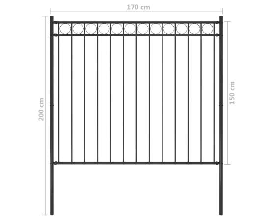 Gard de grădină, negru, 1,7 x 1,5 m, oțel, 4 image