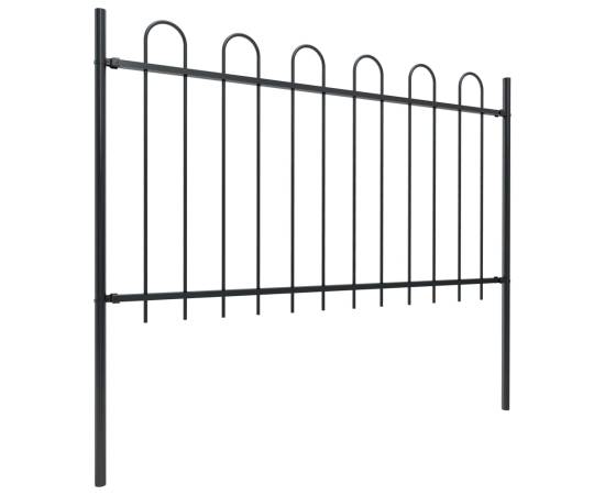 Gard de grădină cu vârf curbat, negru, 3,4 m, oțel, 2 image