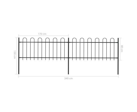 Gard de grădină cu vârf curbat, negru, 3,4 m, oțel, 5 image