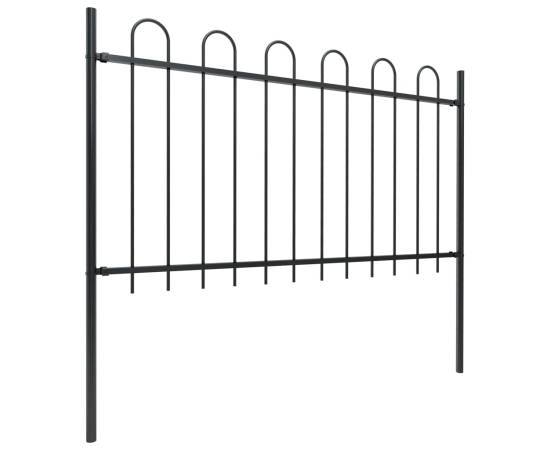 Gard de grădină cu vârf curbat, negru, 8,5 m, oțel, 2 image