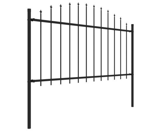 Gard de grădină cu vârf suliță, negru, 3,4 m, oțel, 3 image