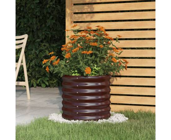 Jardinieră grădină maro 40x40x36 cm oțel vopsit electrostatic