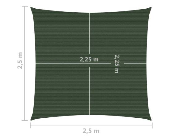 Pânză parasolar, verde închis, 2,5 x 2,5 m, hdpe, 160 g / m², 6 image