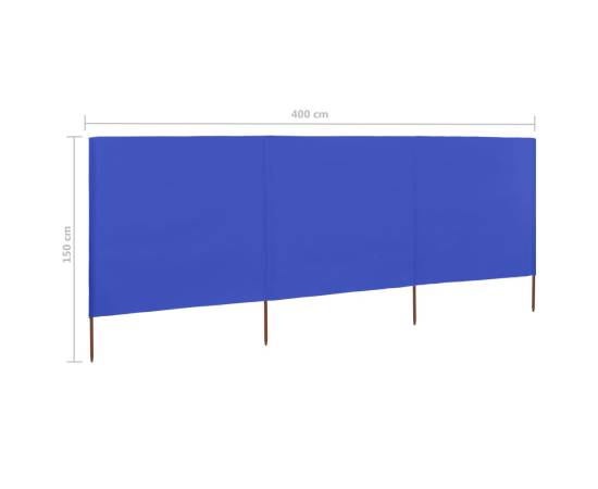 Paravan anti-vânt cu 3 panouri, azur, 400 x 120 cm, textil, 6 image