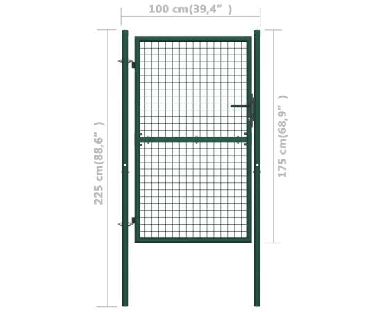 Poartă de gard, verde, 100 x 175 cm, oțel, 5 image