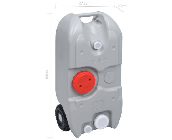 Rezervor de apă cu roți pentru camping, gri, 40 l, 7 image