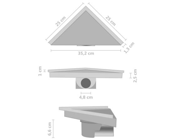 Rigolă de duș cu capac 2-în-1, 25 x 25 cm, oțel inoxidabil, 9 image