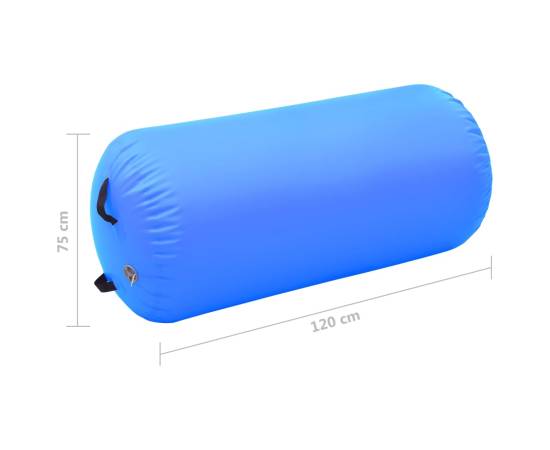 Rulou de gimnastică gonflabil cu pompă, albastru, 120x75 cm pvc, 11 image