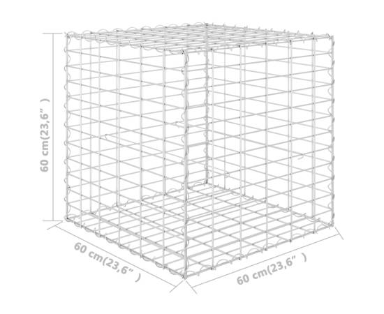 Strat înălțat cub gabion, 60 x 60 x 60 cm, sârmă de oțel, 5 image