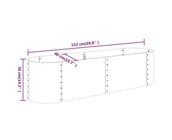 Strat înălțat grădină 152x40x36 cm oțel vopsit electrostatic, 6 image