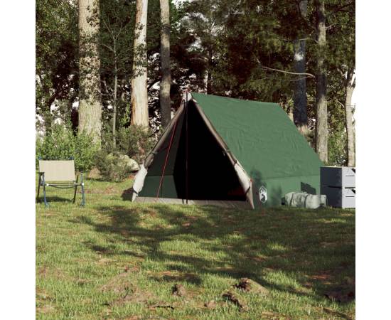 Cort de camping cu cadru a, 2 persoane, verde, impermeabil, 3 image
