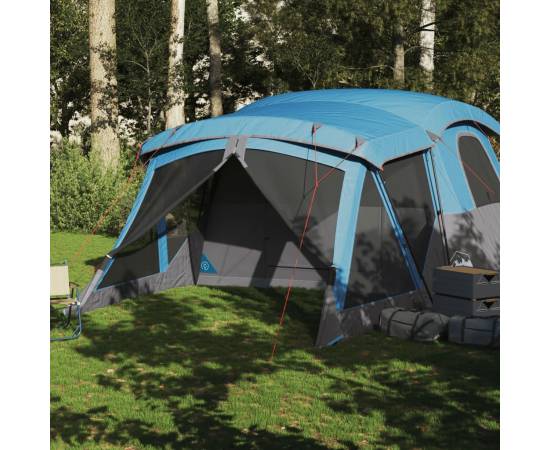 Cort de camping cu verandă 4 persoane, albastru, impermeabil, 3 image