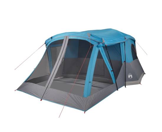 Cort de camping cu verandă 4 persoane, albastru, impermeabil, 5 image