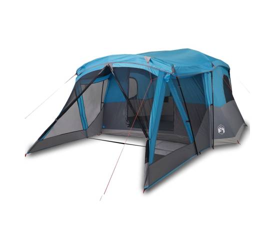 Cort de camping cu verandă 4 persoane, albastru, impermeabil, 2 image