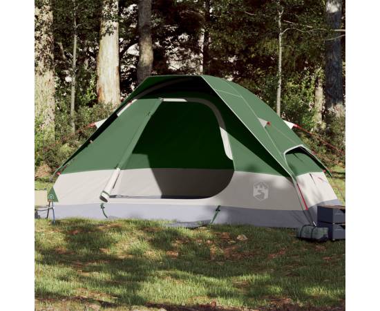 Cort de camping cupolă pentru 6 persoane, verde, impermeabil