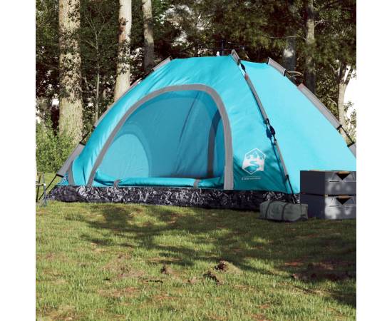 Cort de camping pentru 5 persoane, eliberare rapidă, albastru