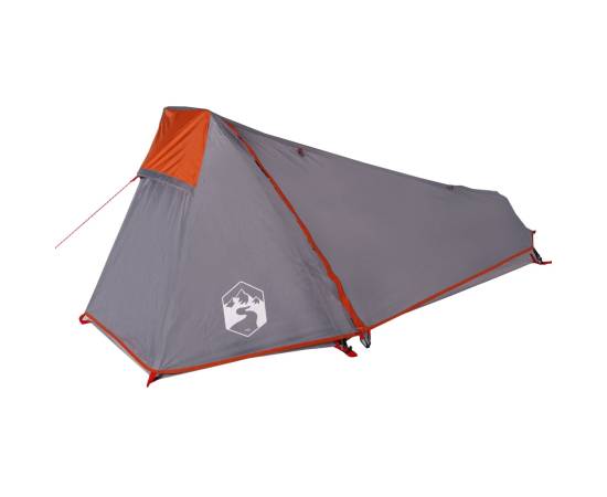 Cort de camping tunel 1 persoane, gri/portocaliu, impermeabil, 6 image