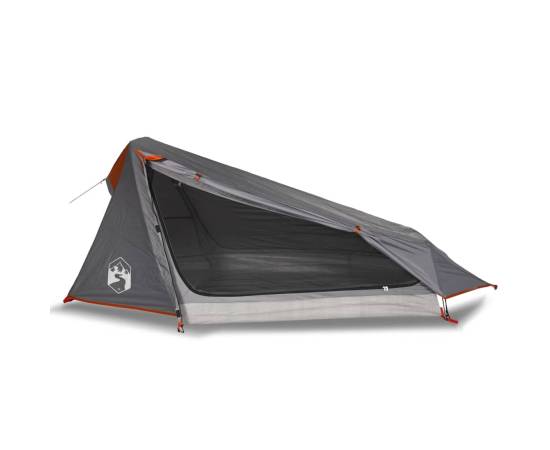 Cort de camping tunel 1 persoane, gri/portocaliu, impermeabil, 4 image