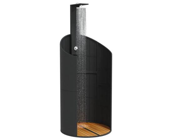 Duș de exterior, negru, 100x100x241,5 cm, poliratan/lemn acacia, 4 image