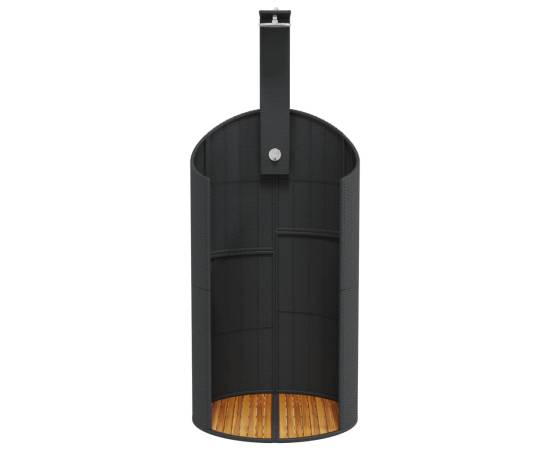 Duș de exterior, negru, 100x100x241,5 cm, poliratan/lemn acacia, 5 image