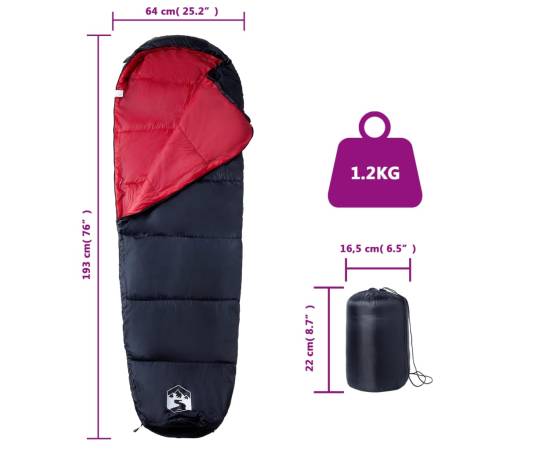 Sac de dormit tip mumie pentru adulți de camping, 3 anotimpuri, 5 image