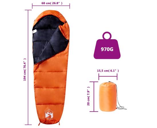 Sac de dormit tip mumie pentru adulți de camping, 3 anotimpuri, 5 image