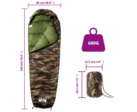 Sac de dormit tip mumie pentru adulți de camping, 3 anotimpuri, 5 image