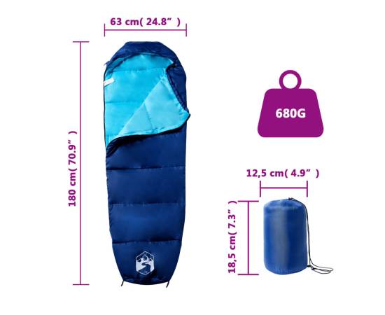 Sac de dormit tip mumie pentru adulți de camping, 3 anotimpuri, 5 image