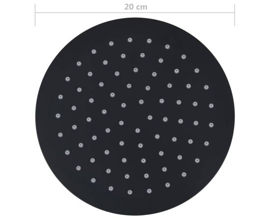 Cap de duș tip ploaie rotund, negru, 20 cm, oțel inoxidabil, 7 image