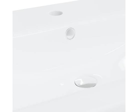 Chiuvetă încorporată cu robinet, alb, 91x39x18 cm, ceramică, 9 image